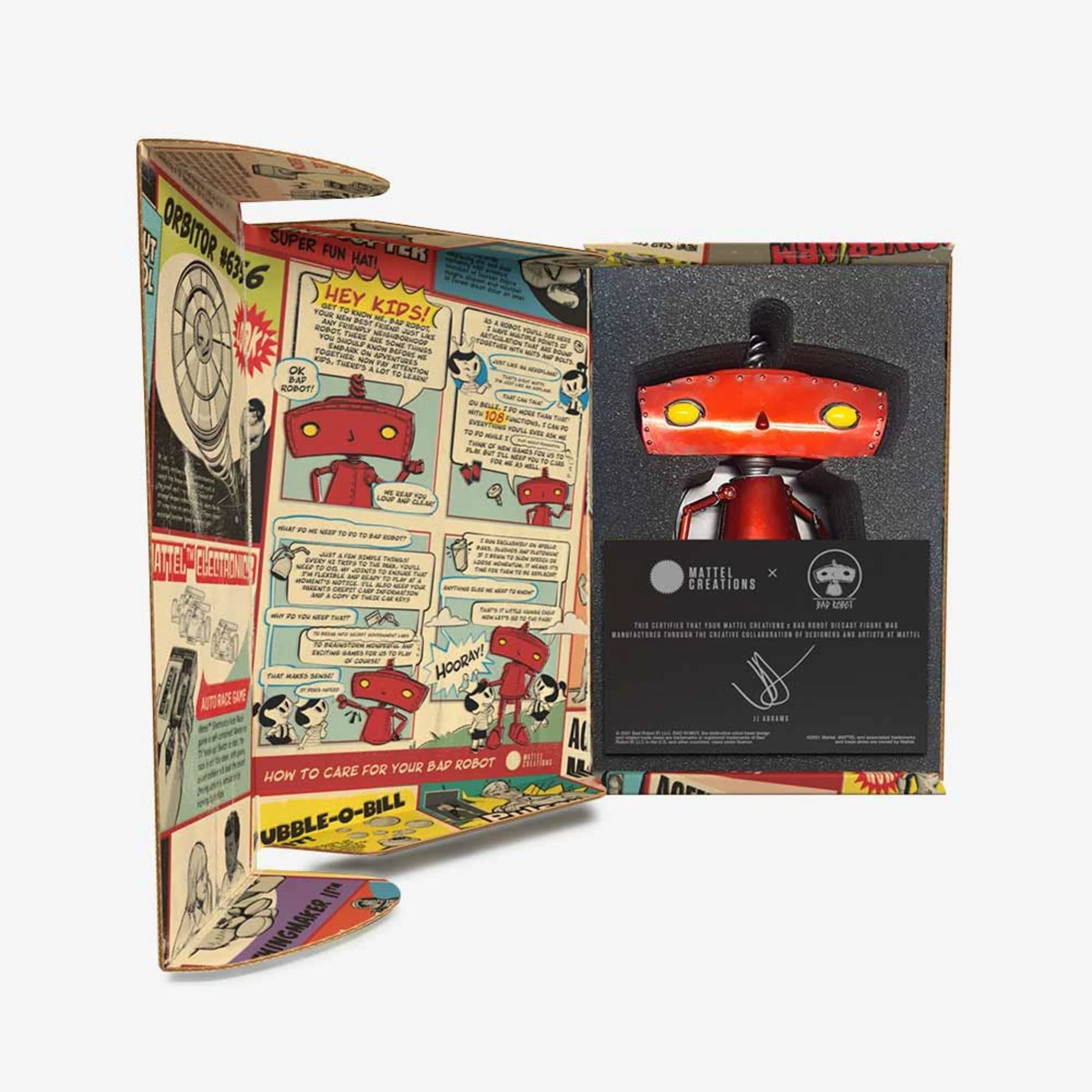 Bad Robot figure inside its retro comic-book inspired packaging